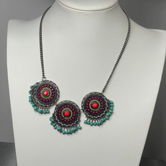 boho trendy necklace costume jewelry boho bohemian trendy FLAW see pix - Picture 4 of 9